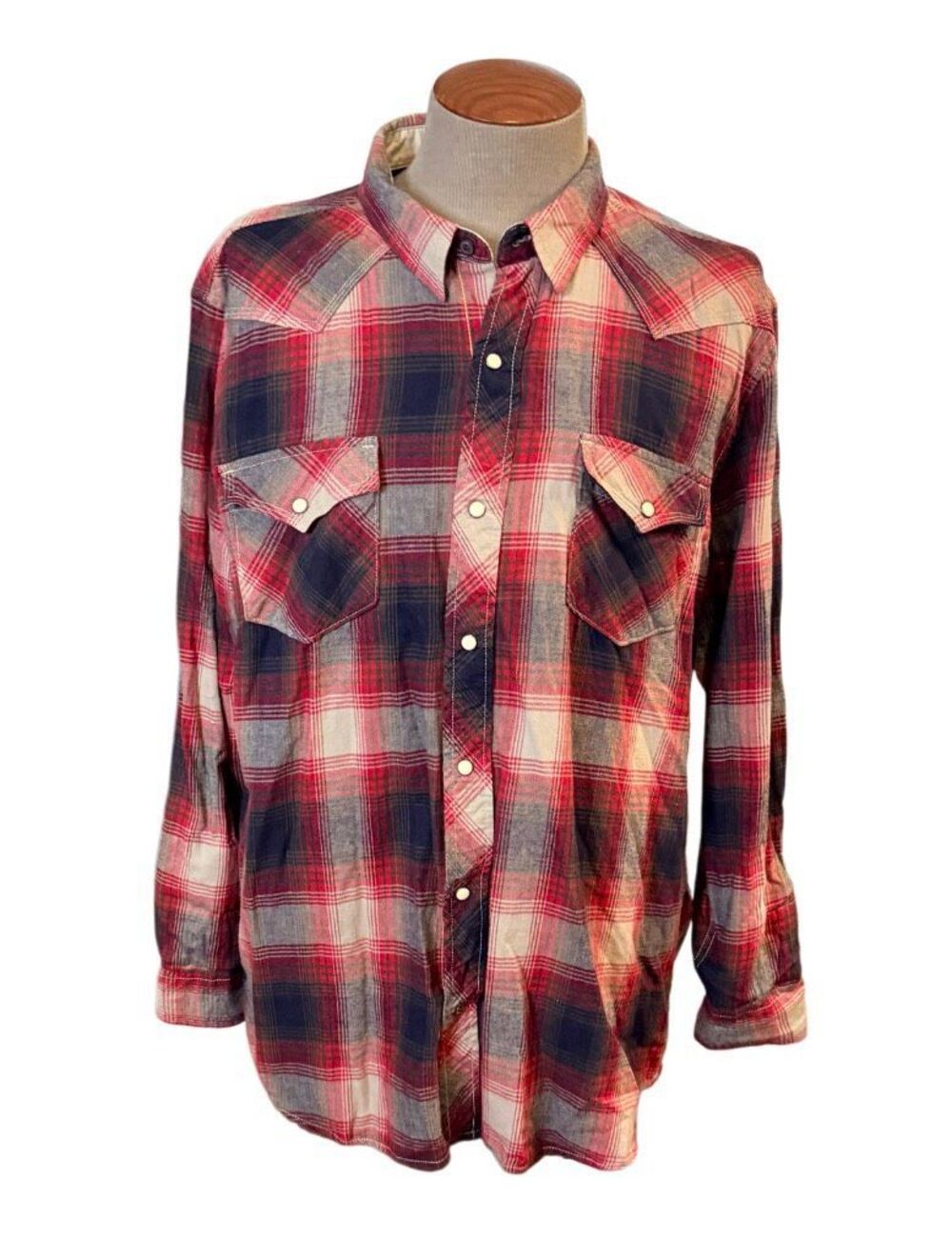 Roebuck & Co. Vintage Sears Men’s Plaid Western Pearl Snap Flannel Shirt XXL